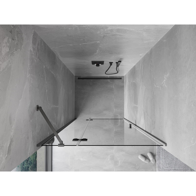 Mexen Mist-H linke, schwenkbare Duschabtrennung 80 cm, transparent, Gun-Metal - 8A5-080-000-95-00-L