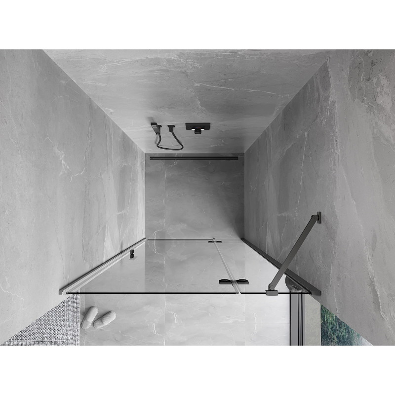Mexen Mist-H Duschtür schwenkbar rechts 75 cm, transparent, Gun Metall - 8A5-075-000-95-00-P