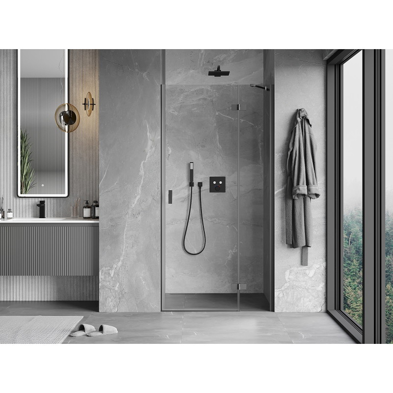 Mexen Mist-H schwenkbare Duschkabinentür rechts 80 cm, transparent, Gunmetal - 8A5-080-000-95-00-P