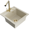 Mexen Vito Granitspüle 1-Becken mit Küchenarmatur Duero, beige - 6503-69-671600-50