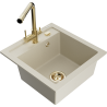 Mexen Vito Granitspüle 1-beckig mit Küchenarmatur Duero, beige - 6503-69-671600-50