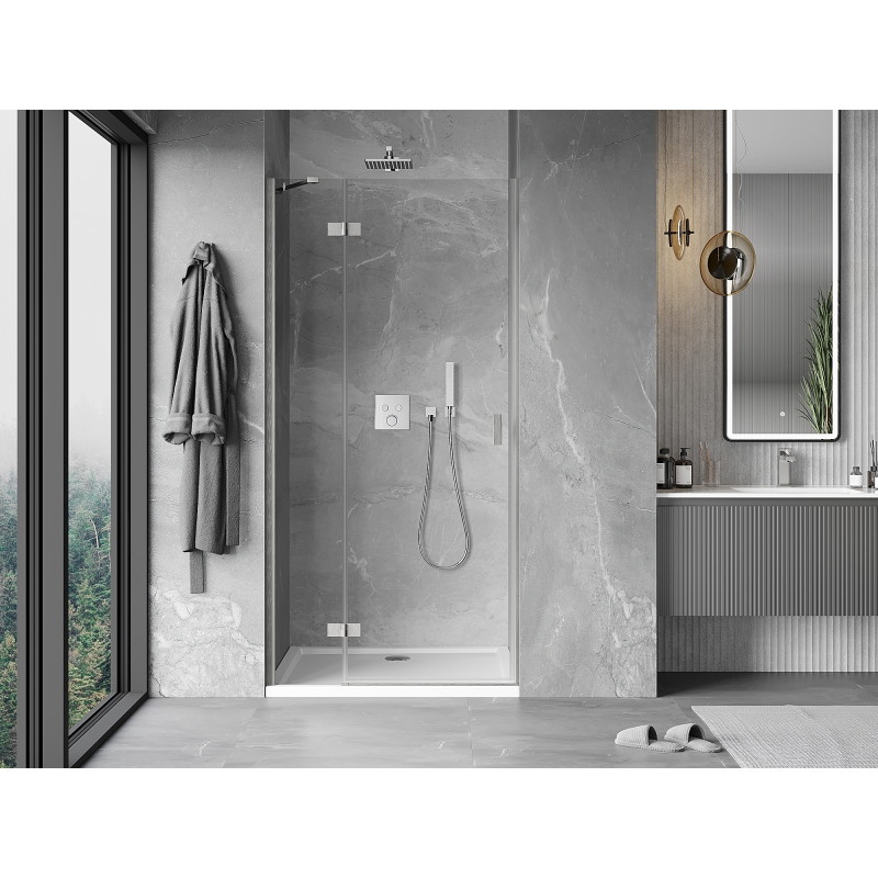 Mexen Mist-H linke, drehbare Duschwand 115 cm, transparent, gebürstetes Nickel - 8A5-115-000-97-00-L