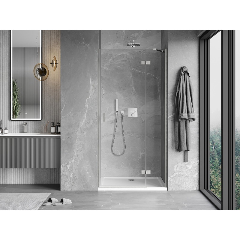 Mexen Mist-H rechte schwenkbare Duschtür 105 cm, transparent, gebürsteter Nickel - 8A5-105-000-97-00-P
