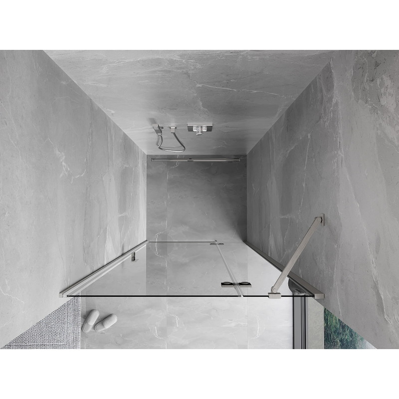 Mexen Mist-H rechte schwenkbare Duschtür 105 cm, transparent, gebürsteter Nickel - 8A5-105-000-97-00-P