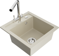 Mexen Vito Granitspüle 1-beckig mit Küchenarmatur Duero, beige - 6503-69-671600-00