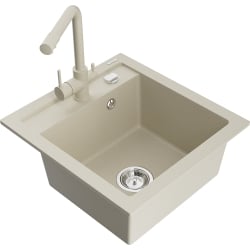 Mexen Vito 1-Becken-Granit-Spüle mit Mischbatterie Duero, Beige - 6503-69-671600-69