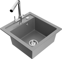 Mexen Vito Granitspüle 1-becken mit Küchenarmatur Duero, grau - 6503-71-671600-00