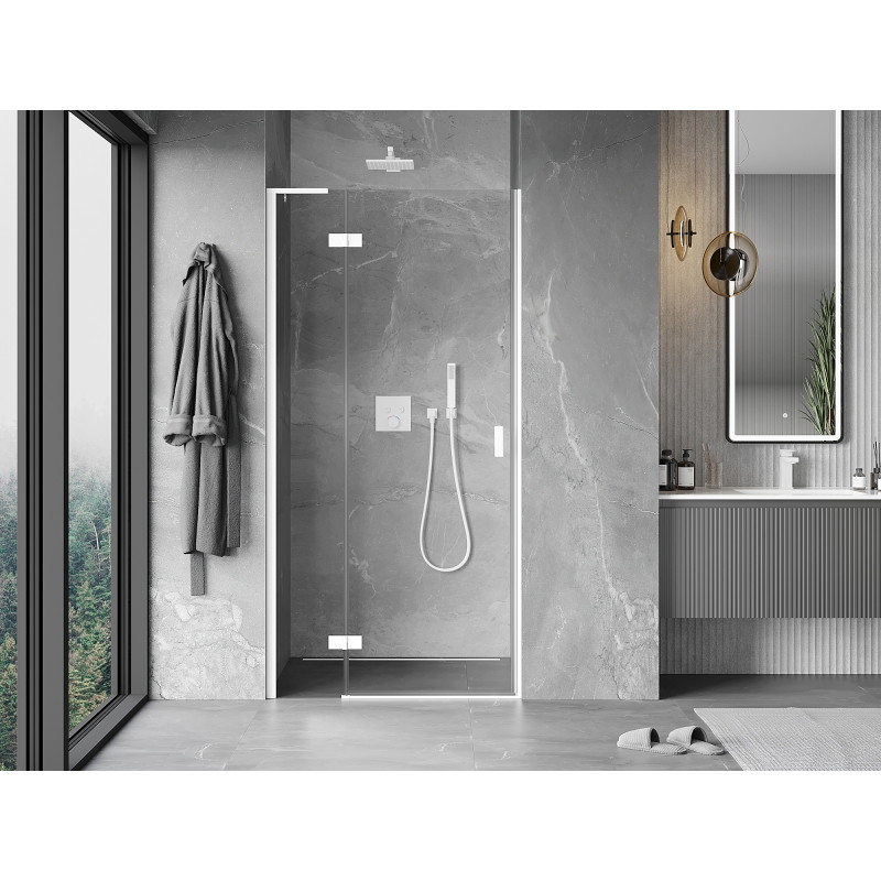 Mexen Mist-H L linke, aufklappbare Duschabtrennung 120 cm, transparent, weiß - 8A5L-120-000-20-00-L