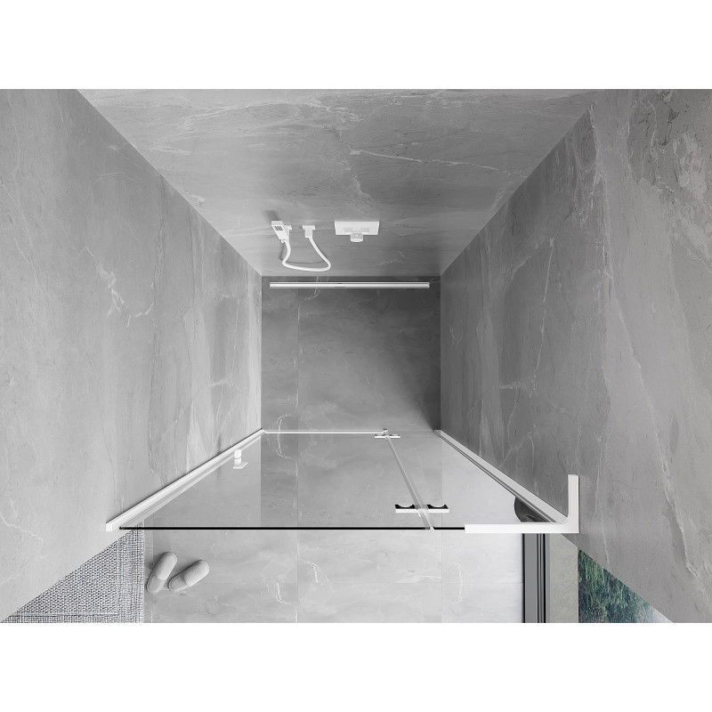 Mexen Mist-H L Rechtsanschlag Duschdrehtür 70 cm, transparent, weiß - 8A5L-070-000-20-00-P