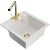 Mexen Vito 1-Kammer-Granittspüle mit Küchenarmatur Duero, weiß - 6503-20-671600-50