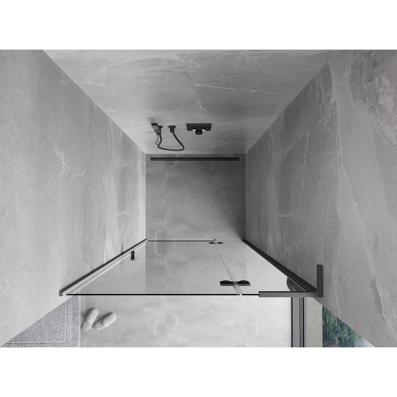 Mexen Mist-H L Rechts öffnende Duschtür 110 cm, transparent, gun gray gebürstet - 8A5L-110-000-66-00-P