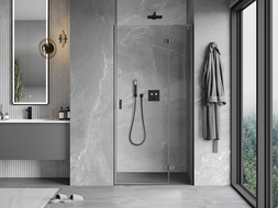 Mexen Mist-H L rechte, schwenkbare Duschabtrennung 75 cm, transparent, Gun Metal - 8A5L-075-000-95-00-P