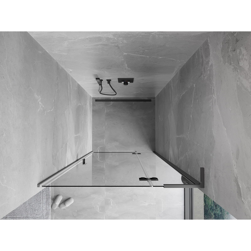 Mexen Mist-H L rechte, schwenkbare Duschabtrennung 75 cm, transparent, Gun Metal - 8A5L-075-000-95-00-P