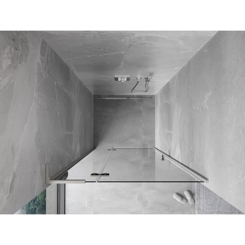 Mexen Mist-H L linke schwenkbare Duschabtrennung 120 cm, transparent, gebürstetes Nickel - 8A5L-120-000-97-00-L