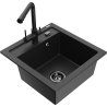 Mexen Vito Granitspüle einteilig mit Küchenarmatur Duero, schwarz/silber Metallik - 6503-73-671600-70-B