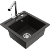 Mexen Vito Granitspüle 1-Kammer mit Küchenarmatur Duero, schwarz/gold metallic - 6503-75-671600-00