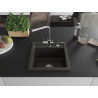 Mexen Vito Granitspüle 1-Kammer mit Küchenarmatur Duero, schwarz/gold metallic - 6503-75-671600-00