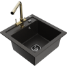 Mexen Vito Granitspüle 1-becken mit Küchenarmatur Duero, schwarz/gold metallic - 6503-75-671600-50-B