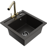 Mexen Vito Granitspüle 1-Becken mit Küchenarmatur Duero, schwarz/goldenes Metallic - 6503-75-671600-50-B