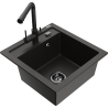 Mexen Vito Granitspüle 1-beckig mit Küchenarmatur Duero, schwarz/gold metallic - 6503-75-671600-70-B