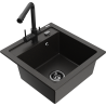 Mexen Vito Granitspüle 1-beckig mit Küchenarmatur Duero, schwarz/goldener Metallic - 6503-75-671600-70-B