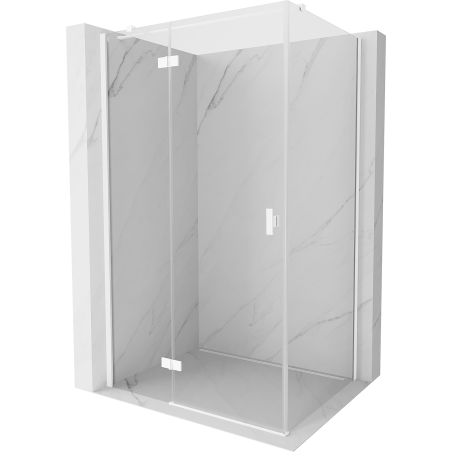 Mexen Mist-H T Duschkabine, schwenkbar links 110 x 95 cm, transparent, weiß - 8A5T-110-095-20-00-L