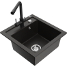 Mexen Vito Granitspüle 1-becken mit Küchenarmatur Duero, schwarz/gold metallisch - 6503-75-671600-70