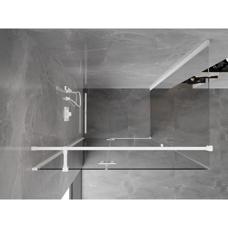 Mexen Mist-H T Duschkabine schwenkbar links 75 x 110 cm, transparent, weiß - 8A5T-075-110-20-00-L