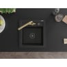 Mexen Vito Granitspüle 1-Becken mit Küchenarmatur Duero, schwarz - 6503-77-671600-50-B