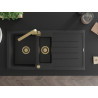 Mexen Andres Granitspüle 1,5-Komponenten mit Abtropffläche und Küchenarmatur Rita, Schwarz/Silber Metallic