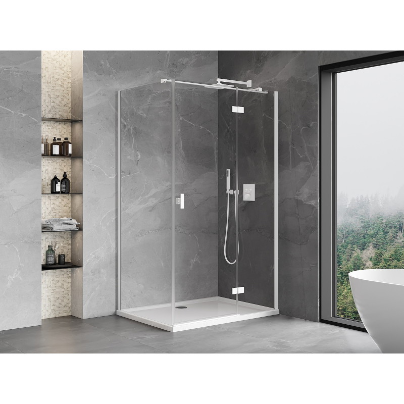 Mexen Mist-H T Duschkabine schwenkbar rechts 105 x 110 cm, transparent, weiß - 8A5T-105-110-20-00-P