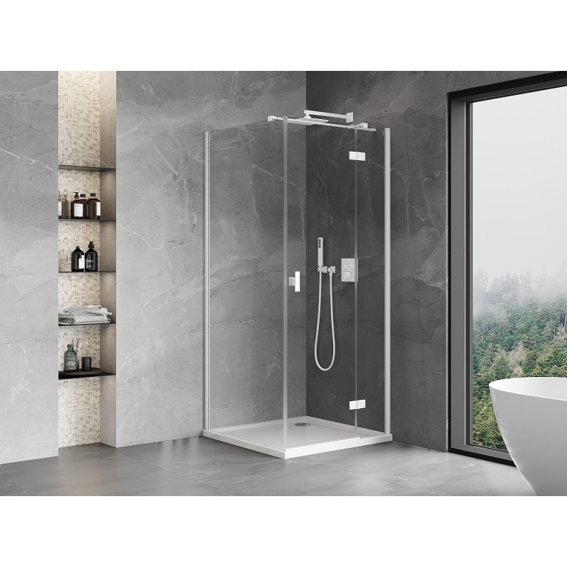 Mexen Mist-H T Duschkabine Schwingtür rechts 110 x 110 cm, transparent, weiß - 8A5T-110-110-20-00-P