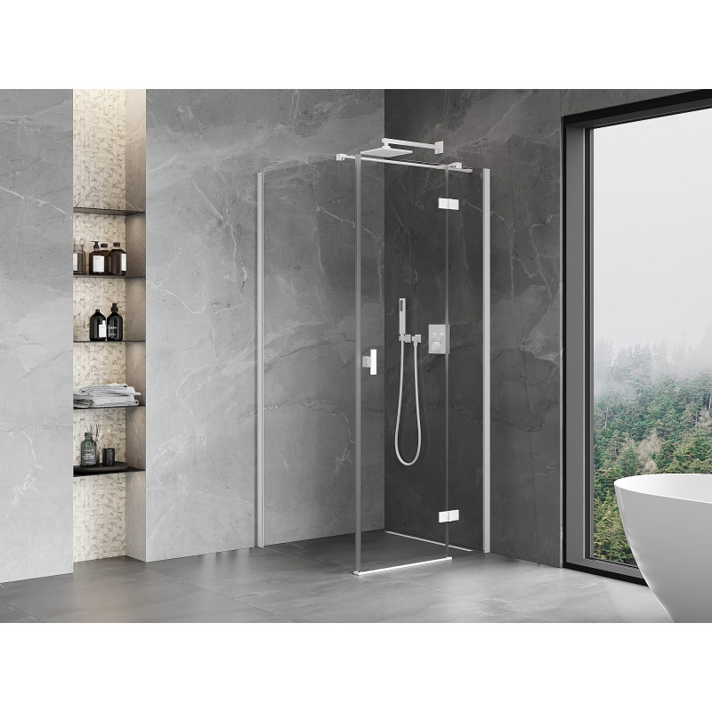 Mexen Mist-H T Duschkabine Schwingtür rechts 110 x 110 cm, transparent, weiß - 8A5T-110-110-20-00-P