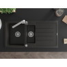 Mexen Andres granitspüle 1,5-kammer mit abtropffläche und küchenarmatur Rita, schwarz/gold metallic - 6515-75-670300-00