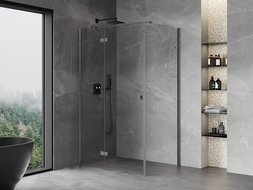 Mexen Mist-H T Schwenkbare Duschkabine links 105 x 75 cm, transparent, gebürstetes Gun Gray - 8A5T-105-075-66-00-L
