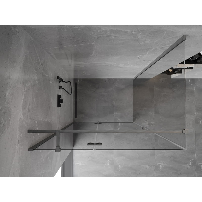 Mexen Mist-H T linke, klappbare Duschkabine 115 x 95 cm, transparent, gebürstetes Gun Gray - 8A5T-115-095-66-00-L