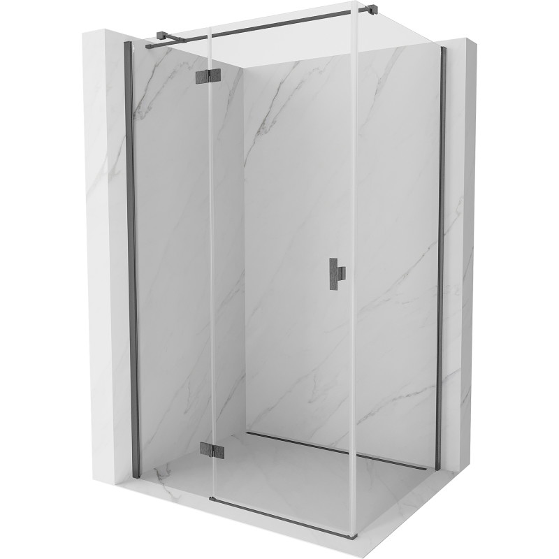 Mexen Mist-H T Duschkabine mit linker Drehöffnung 80 x 100 cm, transparent, gebürstetes Waffen-Grau - 8A5T-080-100-66-00-L