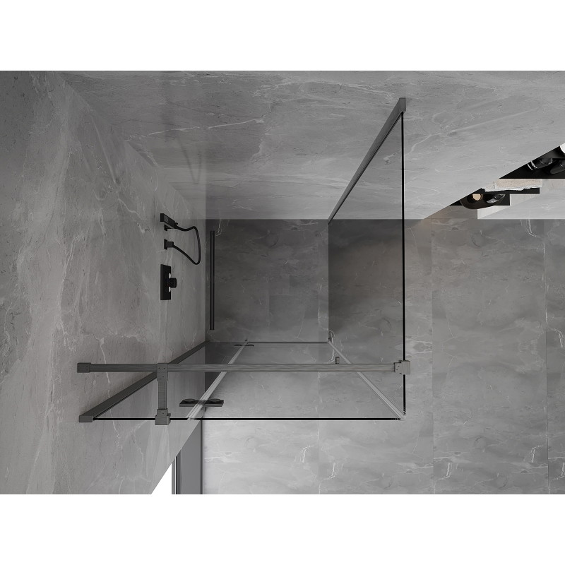 Mexen Mist-H T Duschkabine, schwenkbar, links 120 x 120 cm, transparent, gun gray gebürstet - 8A5T-120-120-66-00-L