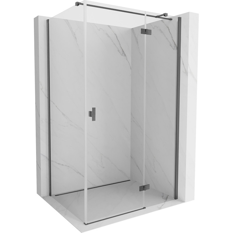 Mexen Mist-H T Duschkabine schwenkbar rechts 70 x 80 cm, transparent, gebürstetes Gewehrgrau - 8A5T-070-080-66-00-P
