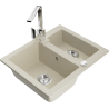 Mexen Carlos Granitspüle 1,5 Becken mit Küchenarmatur Rita, beige - 6518-69-670300-00