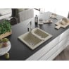 Mexen Carlos Granitspüle 1,5 Becken mit Küchenarmatur Rita, beige - 6518-69-670300-00