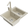 Mexen Carlos Granitspüle 1,5-Becken mit Küchenarmatur Rita, beige - 6518-69-670300-69