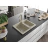 Mexen Carlos Granitspüle 1,5-Becken mit Küchenarmatur Rita, beige - 6518-69-670300-69