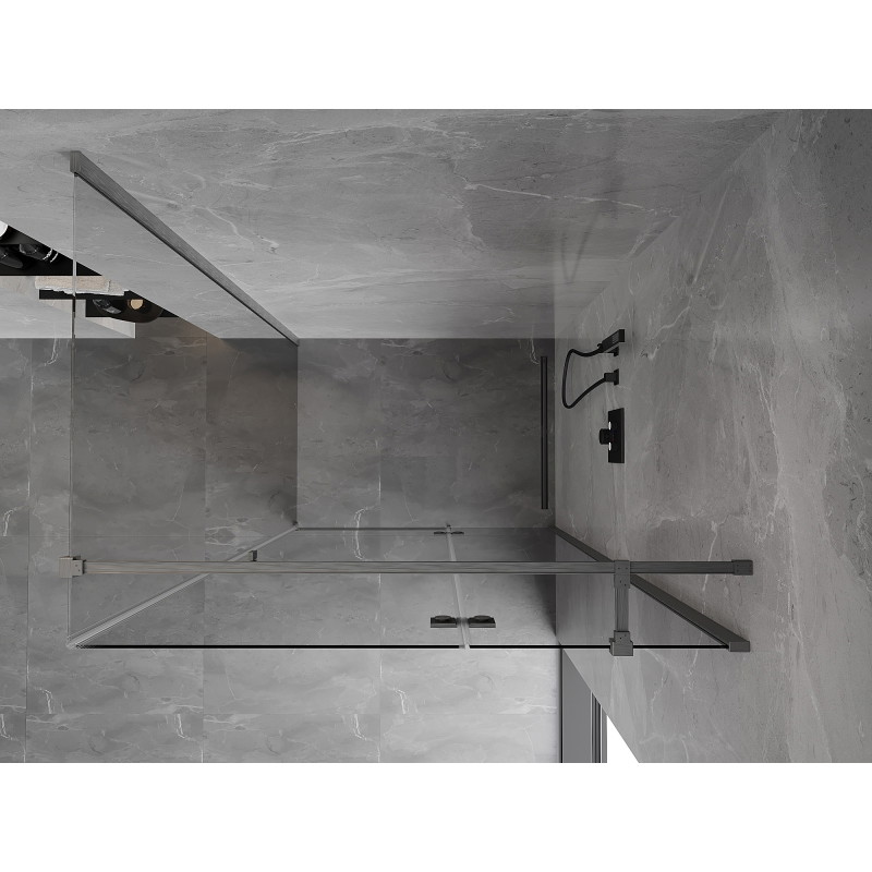 Mexen Mist-H T Hinged Duschkabine rechts 105 x 85 cm, transparent, gebürstetes Gun Gray - 8A5T-105-085-66-00-P