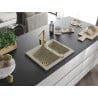 Mexen Carlos Granitspüle 1,5 Kammern mit Küchenarmatur Rita, beige - 6518-69-670300-50