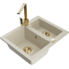 Mexen Carlos 1,5-Kammer Granitspüle mit Küchenarmatur Rita, beige - 6518-69-670300-50