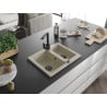 Mexen Carlos Granitspüle 1,5-beckig mit Küchenarmatur Rita, beige - 6518-69-670300-70