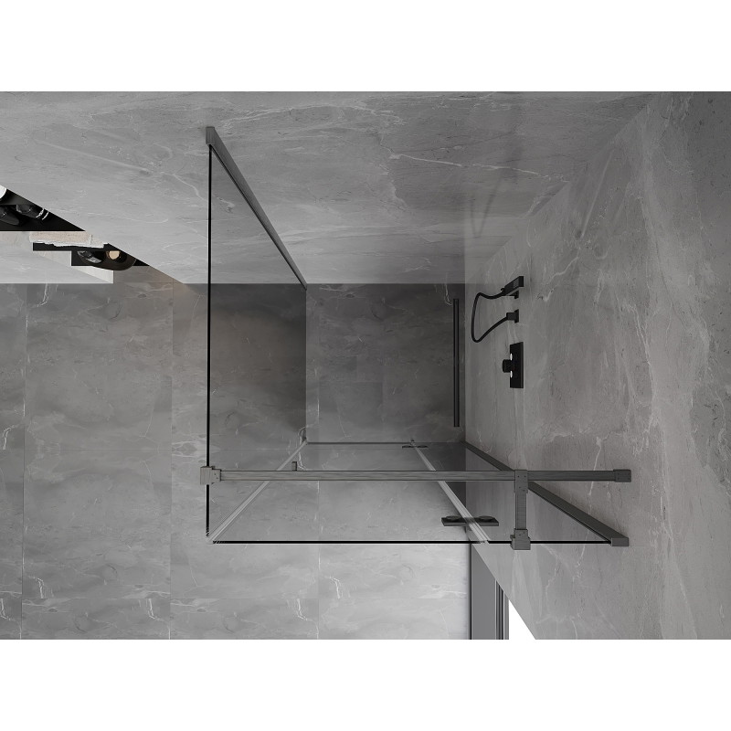 Mexen Mist-H T Duschkabine schwenkbar rechts 110 x 110 cm, transparent, gebürstetes Gun Gray - 8A5T-110-110-66-00-P