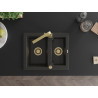 Mexen Carlos 1,5-Kammer-Granitarspüle mit Küchenarmatur Rita, Schwarz/Gold-Metallic - 6518-75-670300-50
