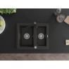 Mexen Carlos 1,5-Kammer-Graniteinbauspüle mit Küchenarmatur Rita, Schwarz/Gold-Metallic - 6518-75-670300-70